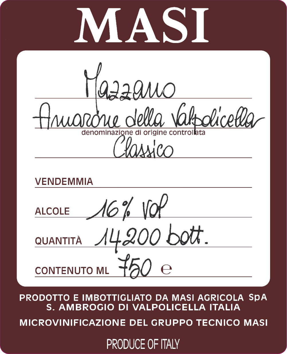 Amarone Mazzano 2004