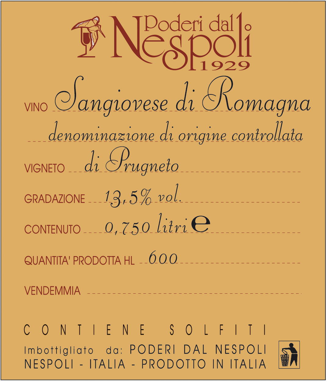 Sangiovese di Romagna Vigneto di Prugneto 2017