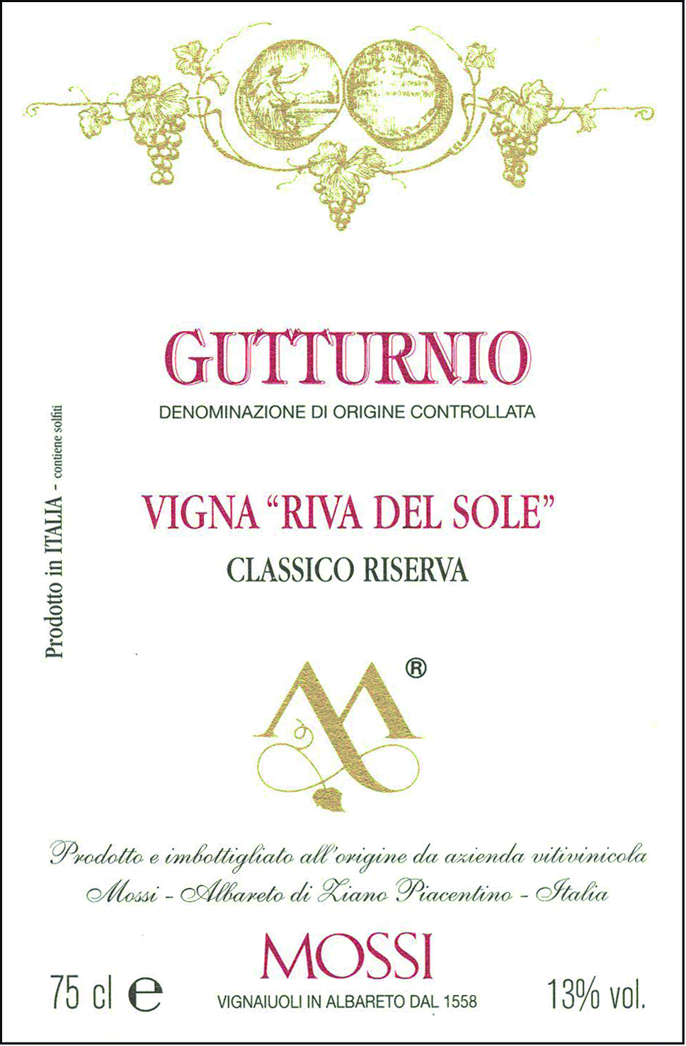 Gutturnio Doc Classico Riserva Vigna Riva del Sole 2005