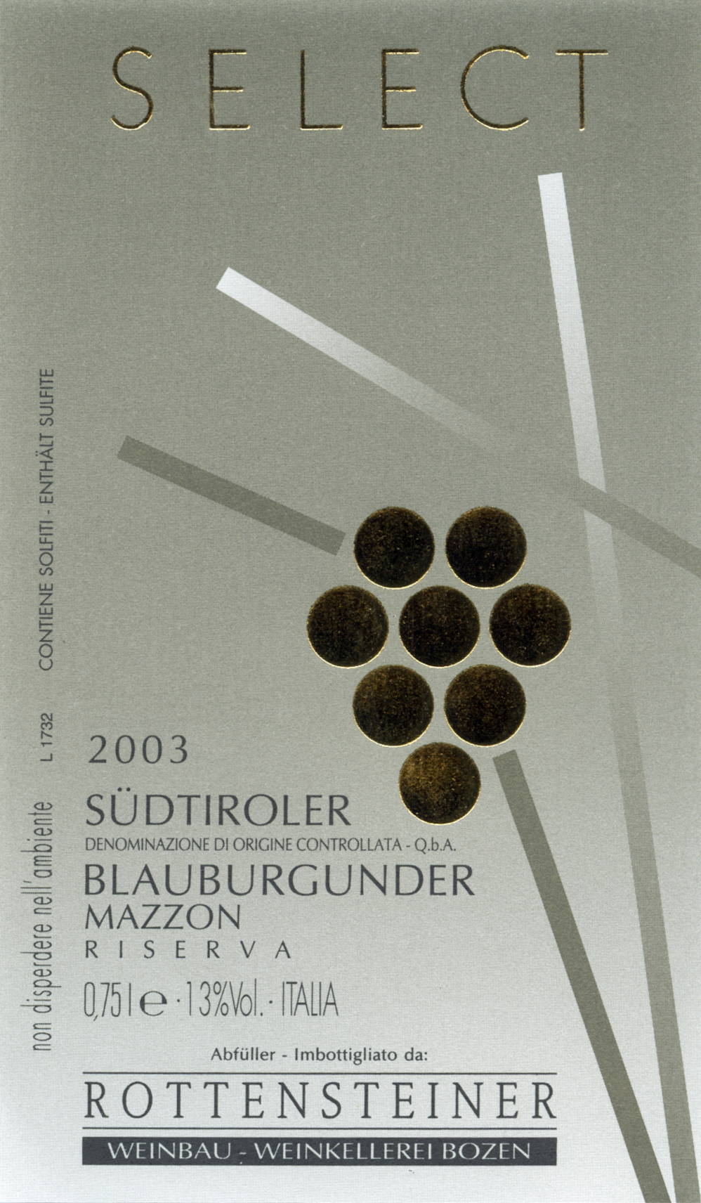 Blauburgunder Mazzon Select Riserva 2010