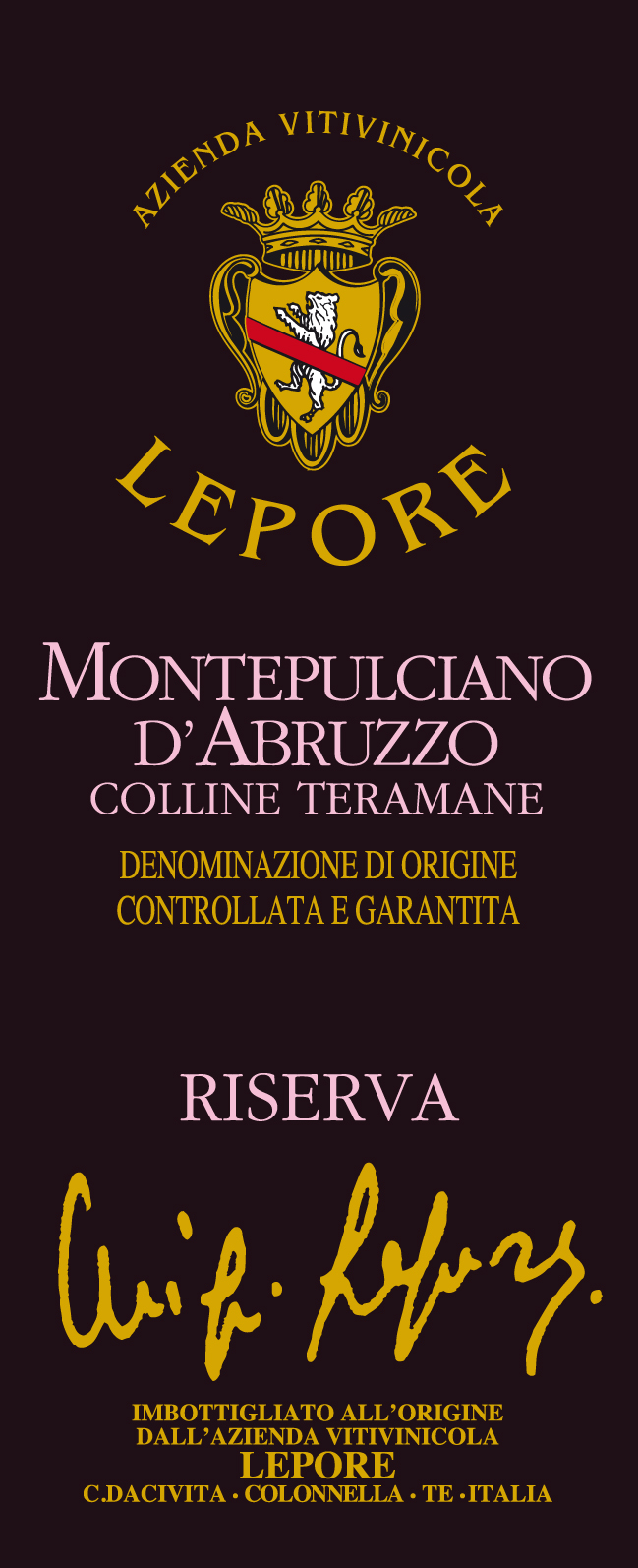 Montepulciano d'Abruzzo Riserva Luigi Lepore 2008