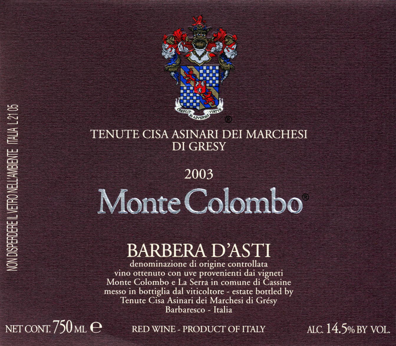 Barbera d'Asti Monte Colombo 2005