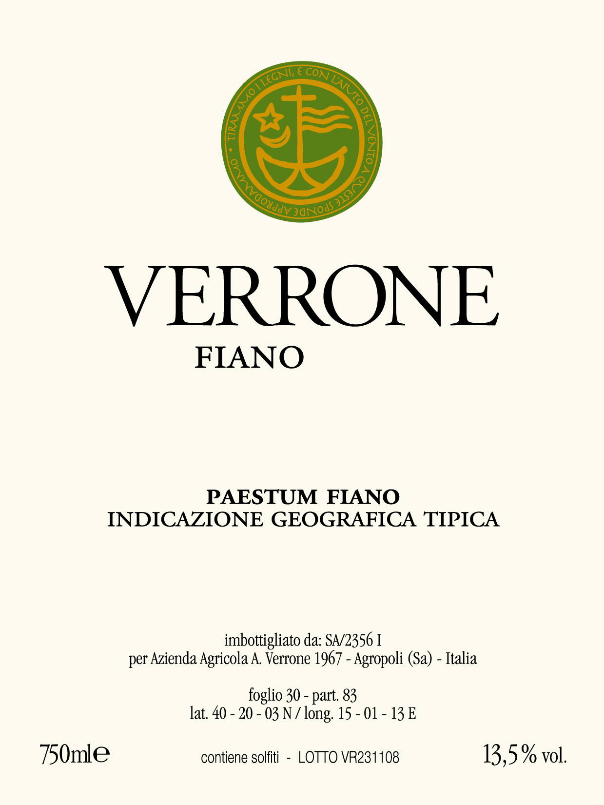 Verrone Paestum Fiano 2006