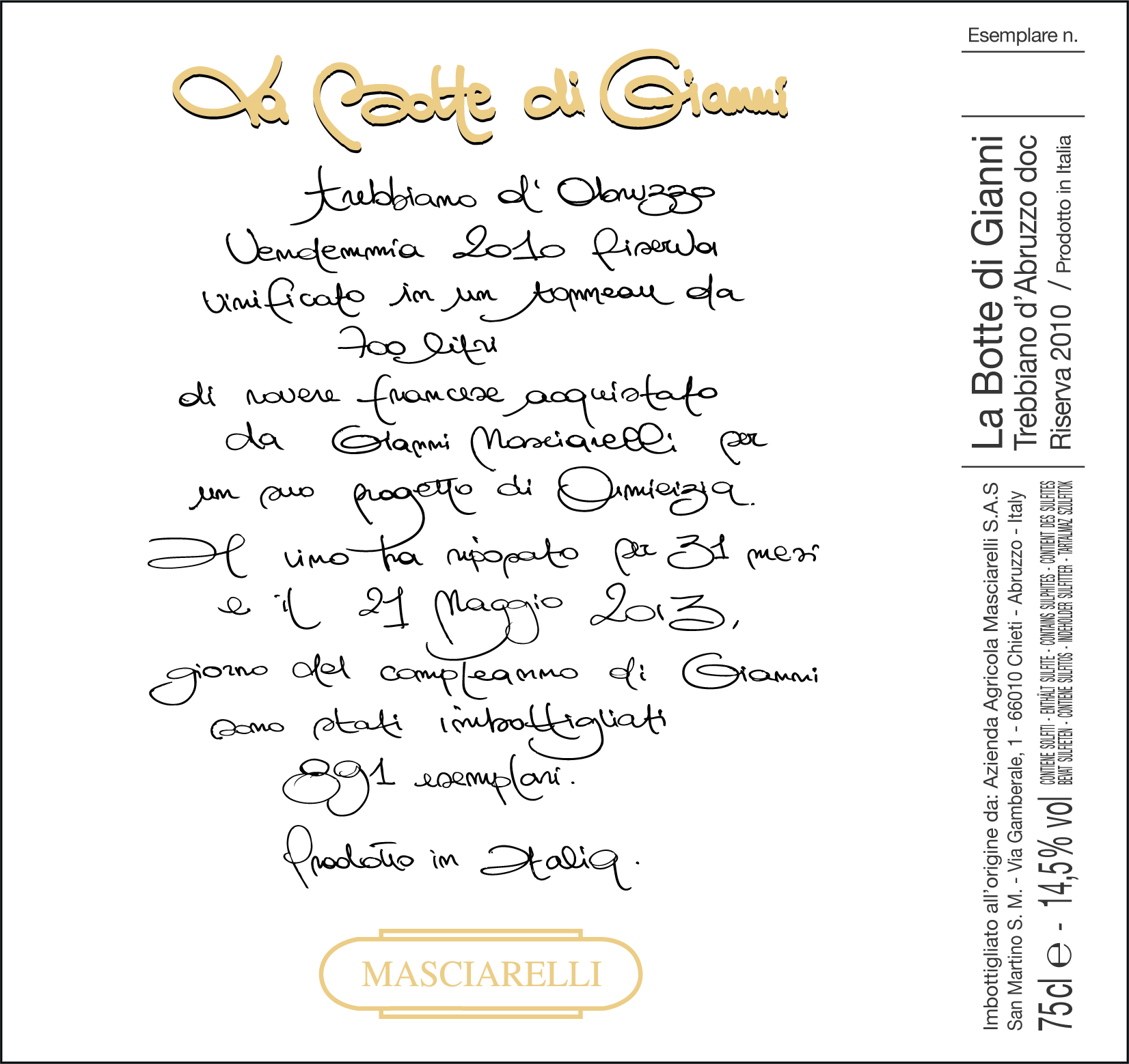 Trebbiano Riserva La Botte di Gianni 2010
