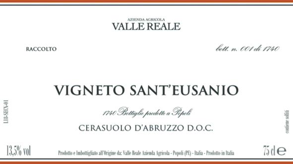 Cerasuolo d'Abruzzo Vigneto Sant'Eusanio 2018