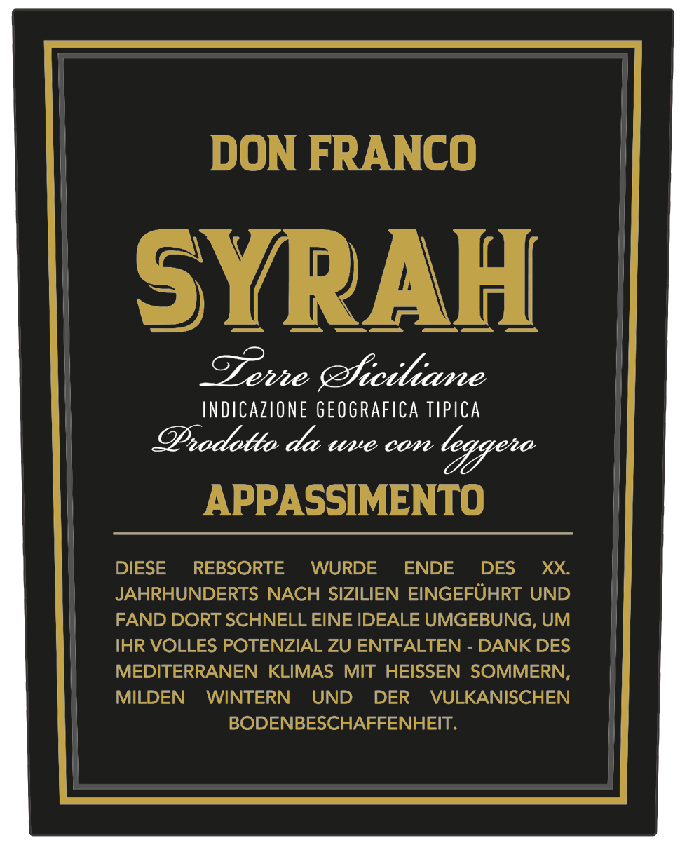 Don Franco Syrah Igt Leggero Appassimento 2024
